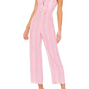 REVOLVE Pink and White Striped Jumpsuit